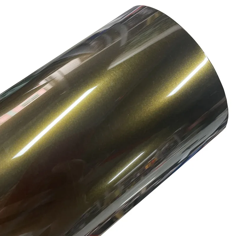 Premium PET Gloss Metallic Ghost Midnight Gold Vinyl Wrap Roll Selbstklebender Aufkleber Car Wrapping Folienfolie mit Luftentlastung