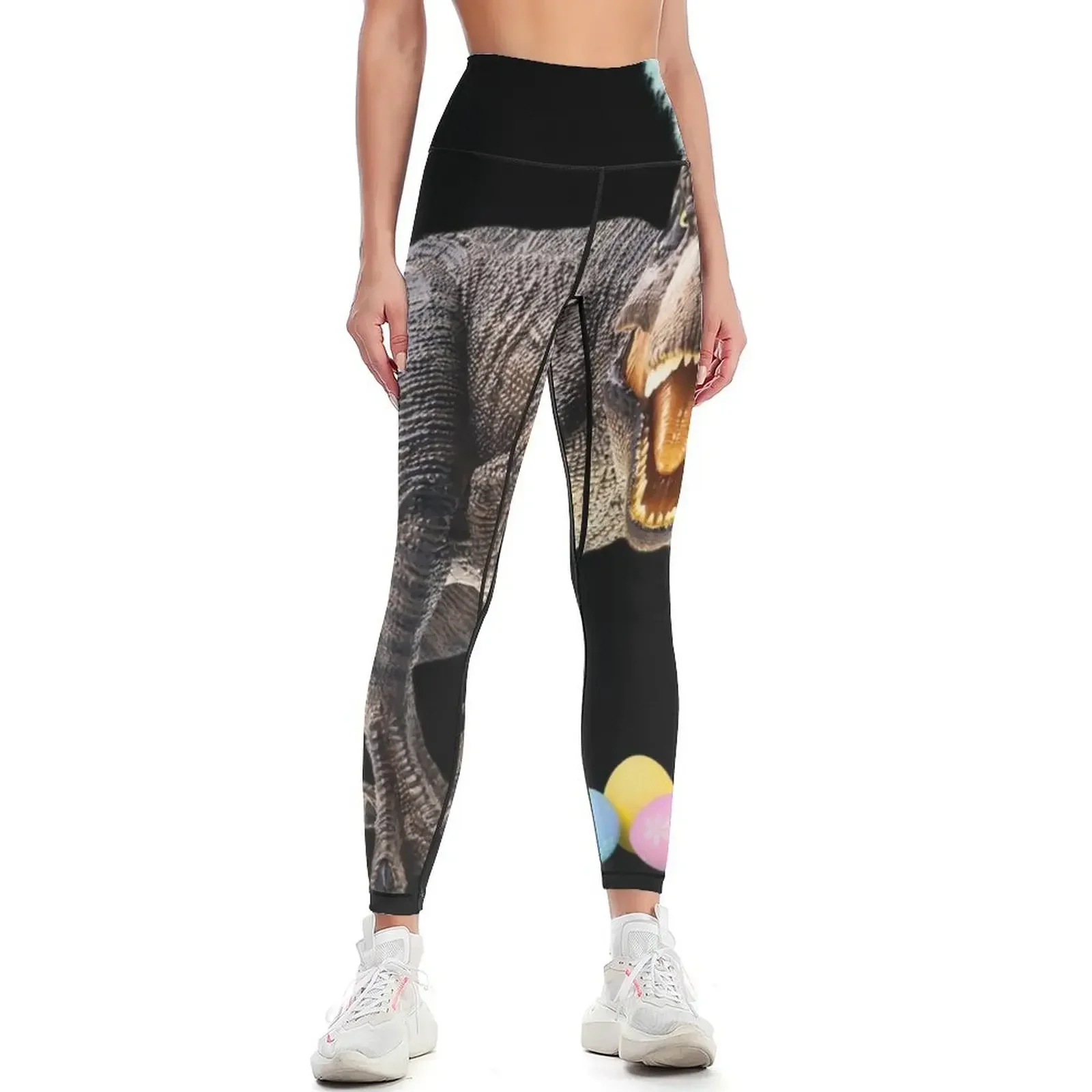 

Easter T-Rex - Dinosaur Bunny - Easter Holidays Leggings flared exercise clothing for gym top sports for Womens Leggings