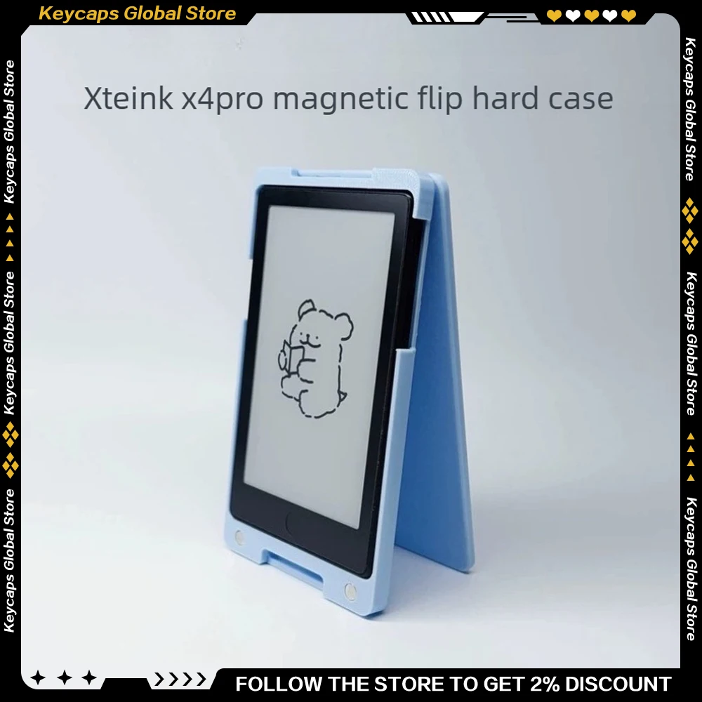 Für XTEINK X4pro E-Ink-Bildschirm Schutzhülle aus Kunststoff, 3D-Druck, magnetische Klapphülle, Rundumschutz-Gehäuse