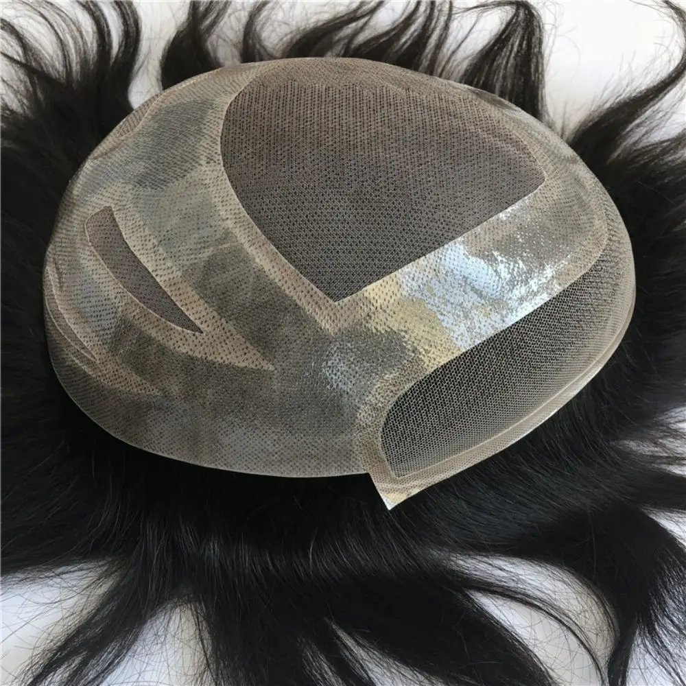 نظام استبدال الشعر البشري للرجال OCK مقاس 8 × 10 بوصة - دانتيل فرنسي مسامي مع قاعدة من الدانتيل + PU #3