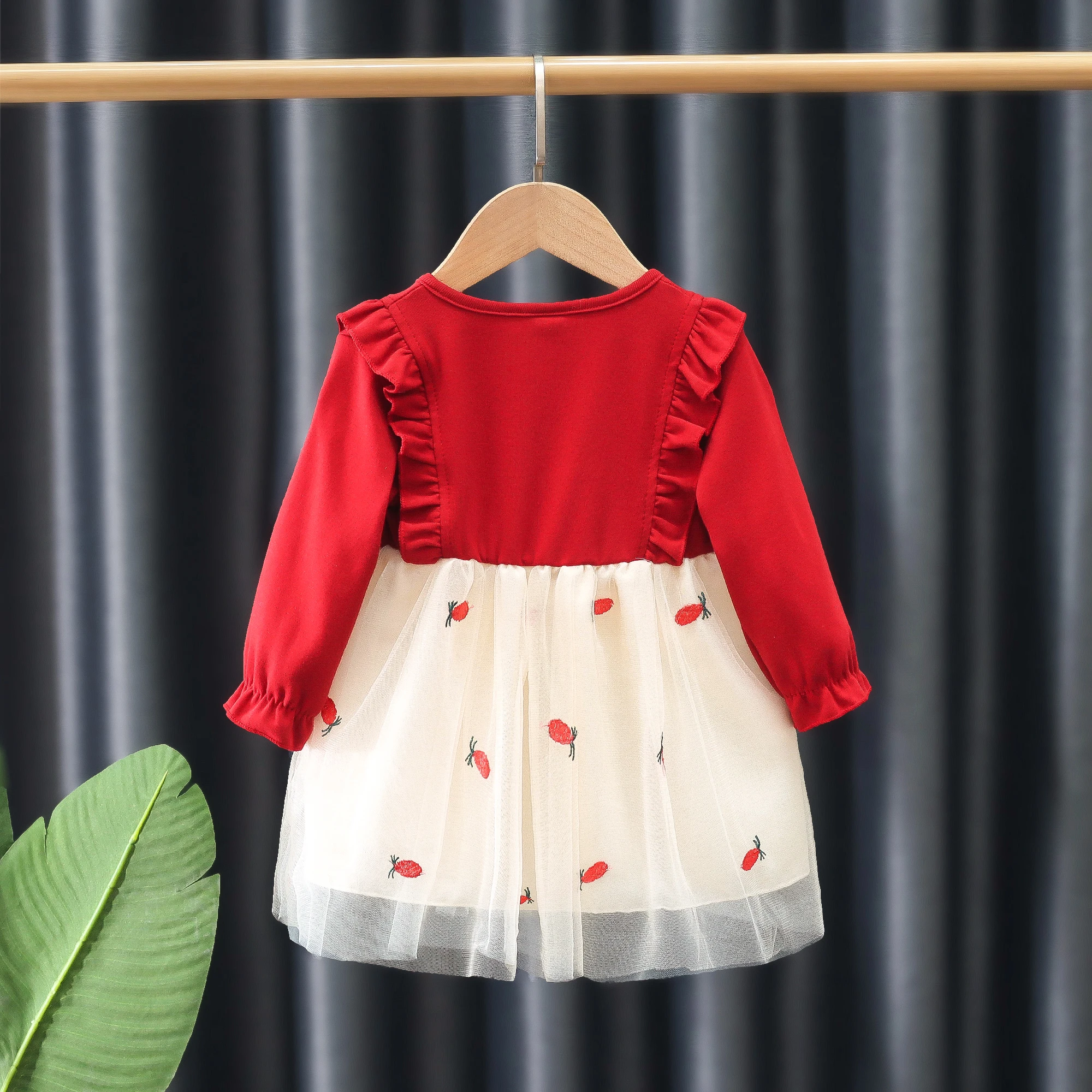 فستان بناتي جديد للربيع والخريف بعمر 0-3 سنوات فستان أميرات شبكي بأكمام طويلة للأطفال #2