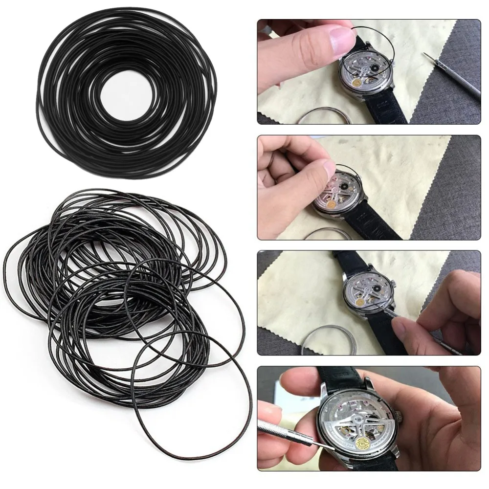 Watch Back Cover Waterproof Ring O-ring Bottom Cover Sealing Ring 0.5/0.6/0.7/0.8mm Elastic Rubber Ring Watch Repair Parts