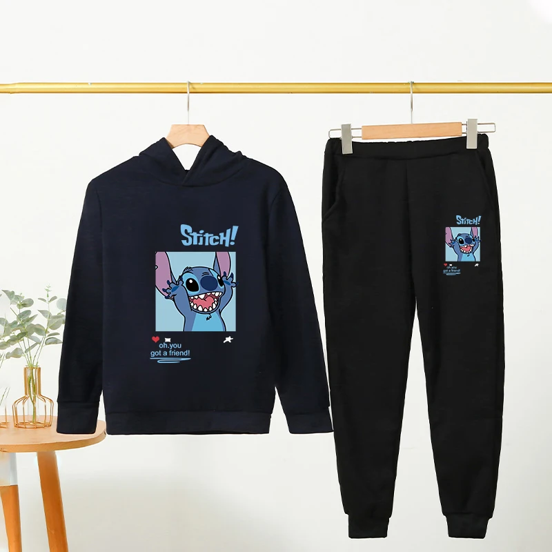 

Stitch Hoodie For Girls Casual Long-sleeves Sweatshirt+long Pants Sets for 7-13 Years Kids Autumn