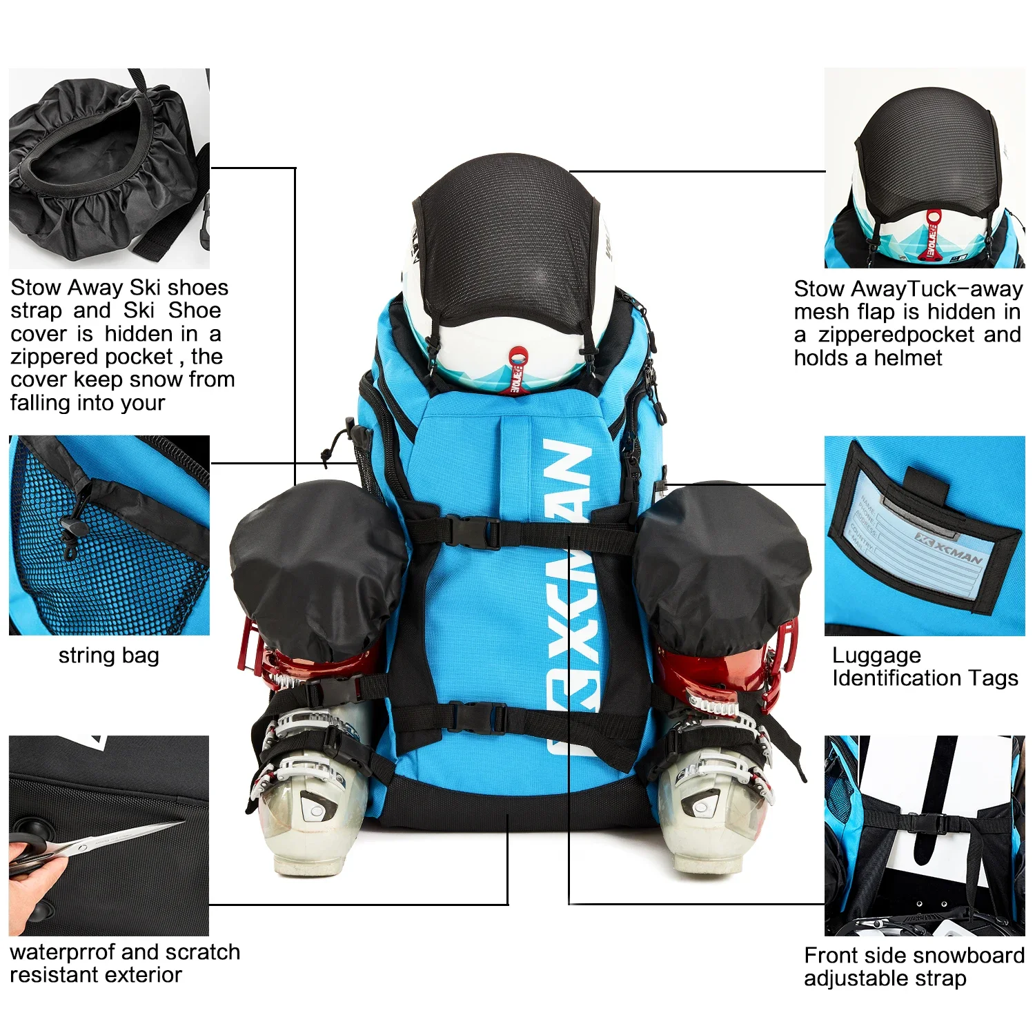 Lightweight and Durable Ski Bag-Stores Gear Including Helmet Snowboard Boots Ski Boot Backpack