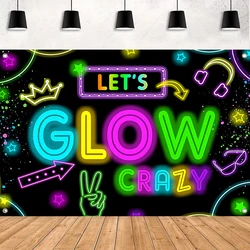 Glow Neon Party Backdrop Happy Birthday Baby Shower Party Decorations for Home Glow Background Neon Birthday Party Supplies