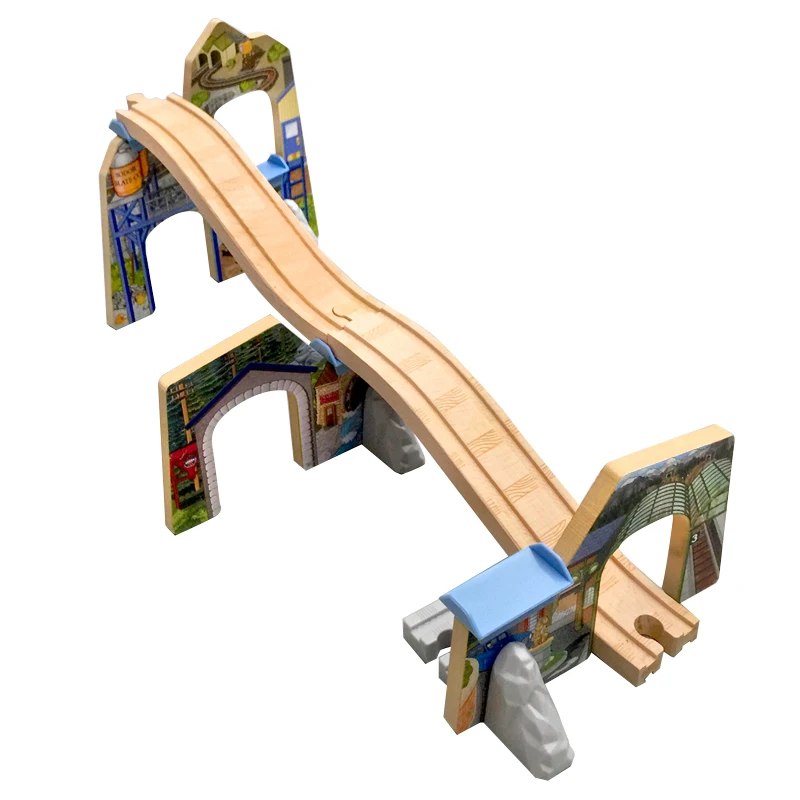 Free Shipping Toy Viaduct Accessories Portfolio Wood Luxury Child Train Over Three Years Old Track  Special Scene Gift