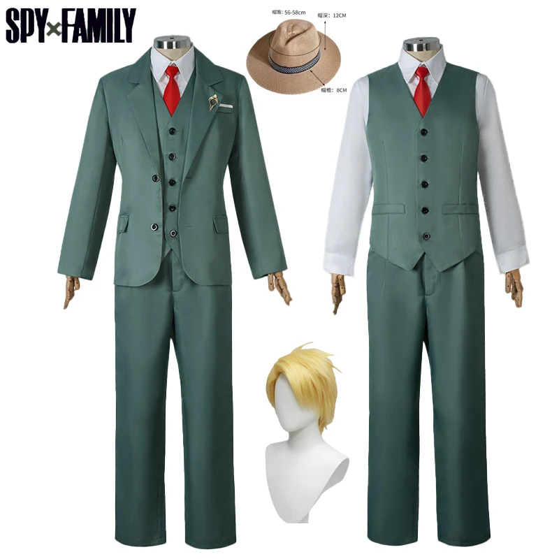 

Loid Forger Cosplay Costume Anime Spy Family Twilight Outfit Hat Man Suit and Tie White Shirt Blond Wig Halloween Party Clothes