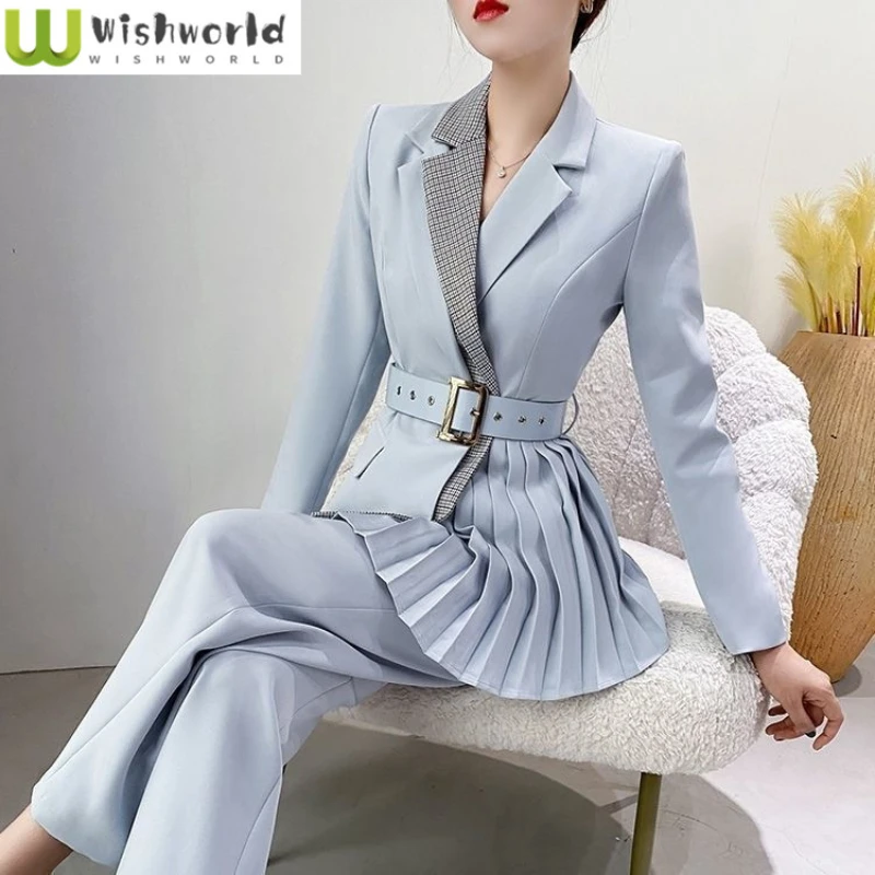 Fashion Casual Women\'s Suit 2022 New Spring and Autumn Korean Version Irregular Top Elegant Women\'s Two-piece Set