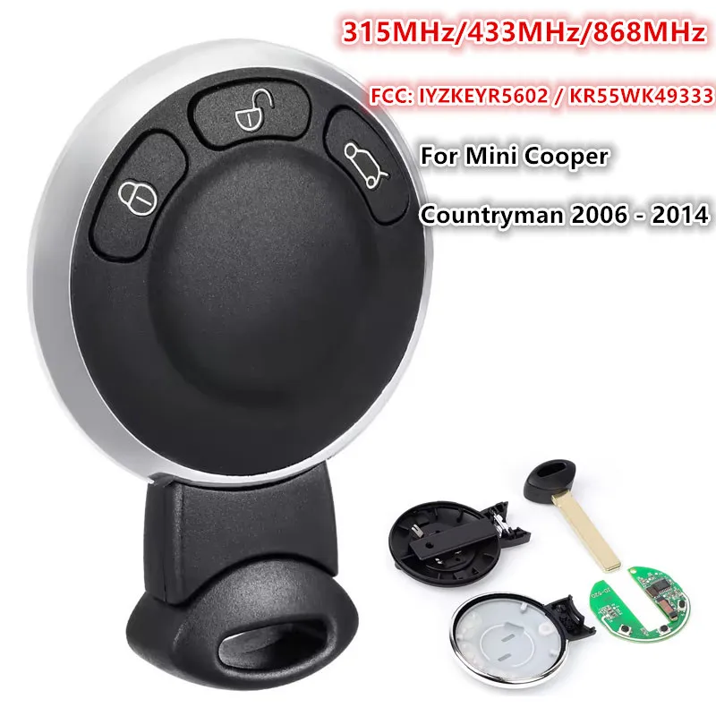 Keyecu مفتاح بعيد ذكي نظام CAS ID46 رقاقة 315 ميجا هرتز/433 ميجا هرتز/868 ميجا هرتز لميني كوبر كونتري مان 2006 - 2014 KR55WK49333 IYZKEYR5602