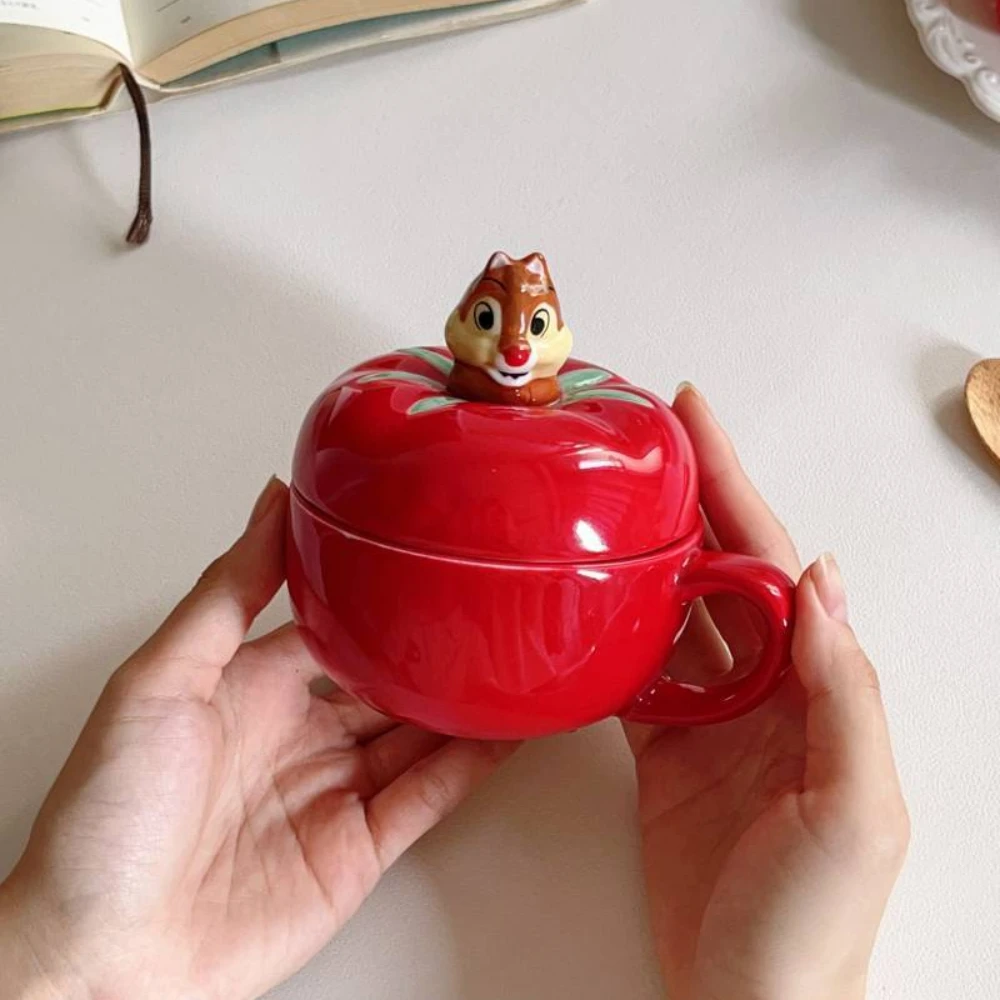 Japanese Cute Tomato Squirrel Shape Mug High Value Office Dormitory with Lid Drinking Cup Coffee Cup Drinkware