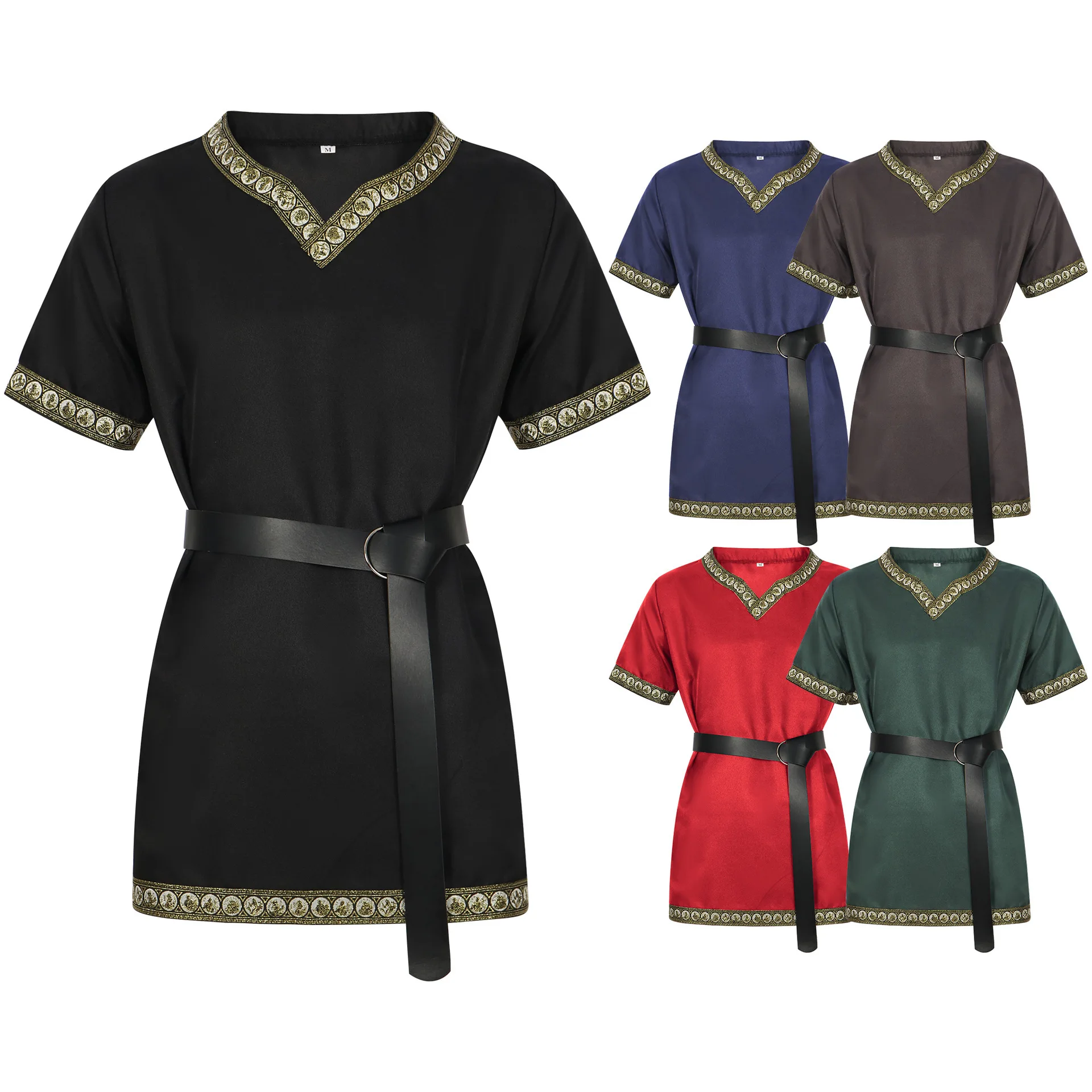 

Средневековая трансграничная новая стильная мужская одежда на Хэллоуин, рыцарь, пират, ретро, викинг, длинная рубашка с короткими рукавами