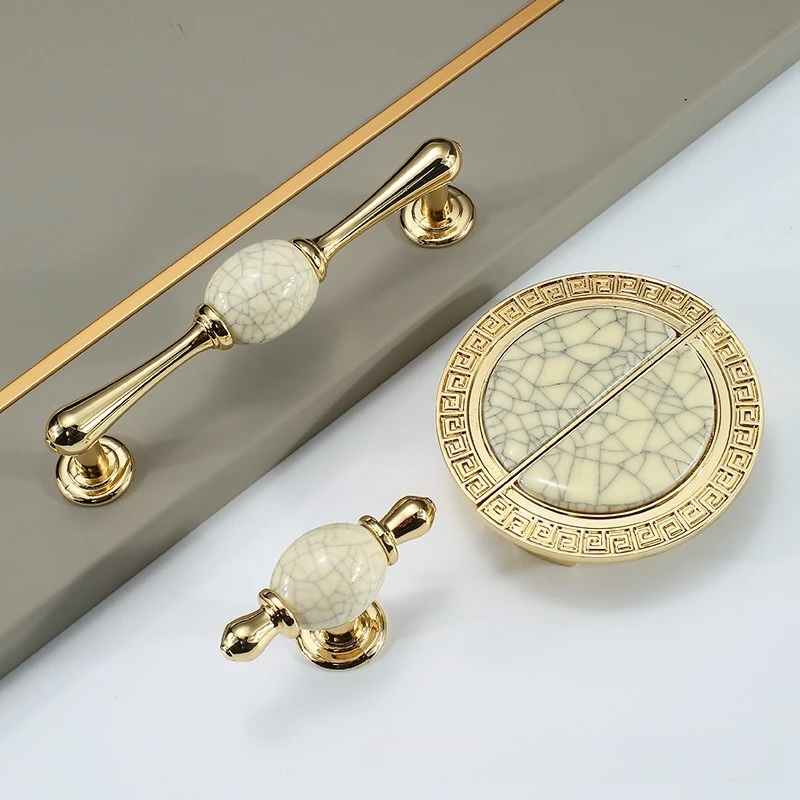 

Ceramic handle, golden crack, wardrobe door, cabinet door handle