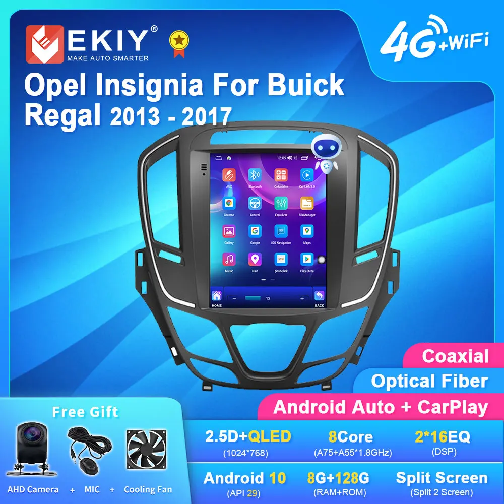 EKIY TT7 For Opel Insignia For Buick Regal 2013 - 2017 For Tesla Style Screen Car Radio Multimedia Video Player Navigation GPS