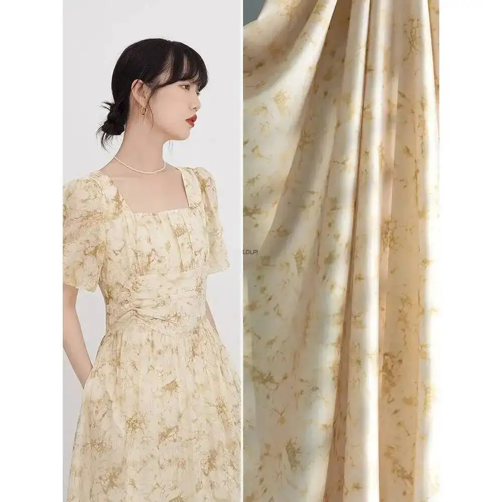 アセテート絞り染め生地草木染めサテン軽量ドレスストラップ漢服ドレスデザイナー生地