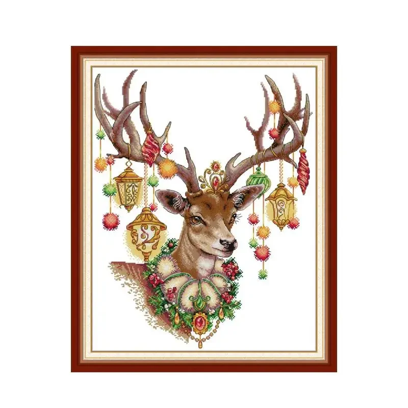 

Antlers cross stitch kit aida 14ct 11ct count print canvas cross stitches needlework embroidery DIY handmade