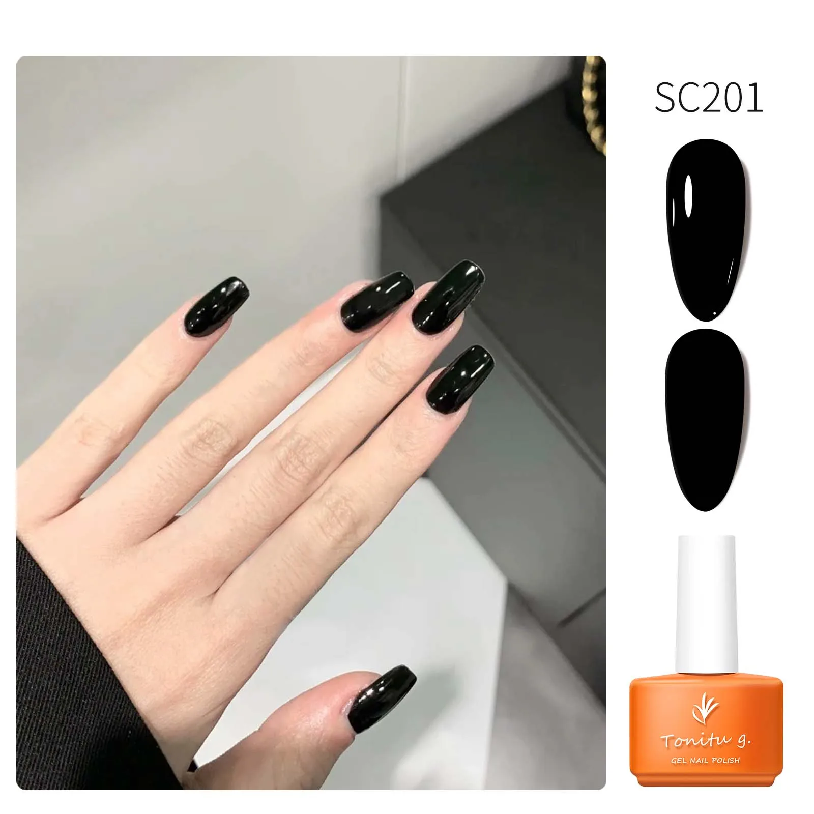 Semi Permanent Black Gel Nail Polish UV LED Soak Off Gel Polish Long Effect for Women Girl All Seasons Classic Home Nail Art