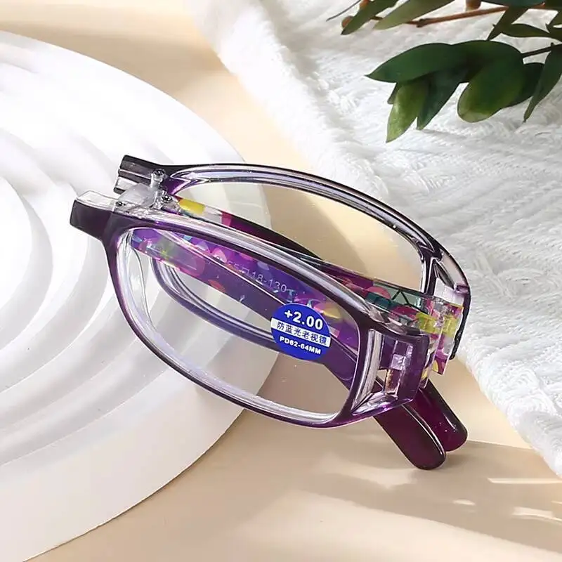 2026 Anti-Blaulicht Faltbare Brillen mit Neuem Blumenmuster-Design für Männer und Frauen, Praktische Gleitsichtbrille