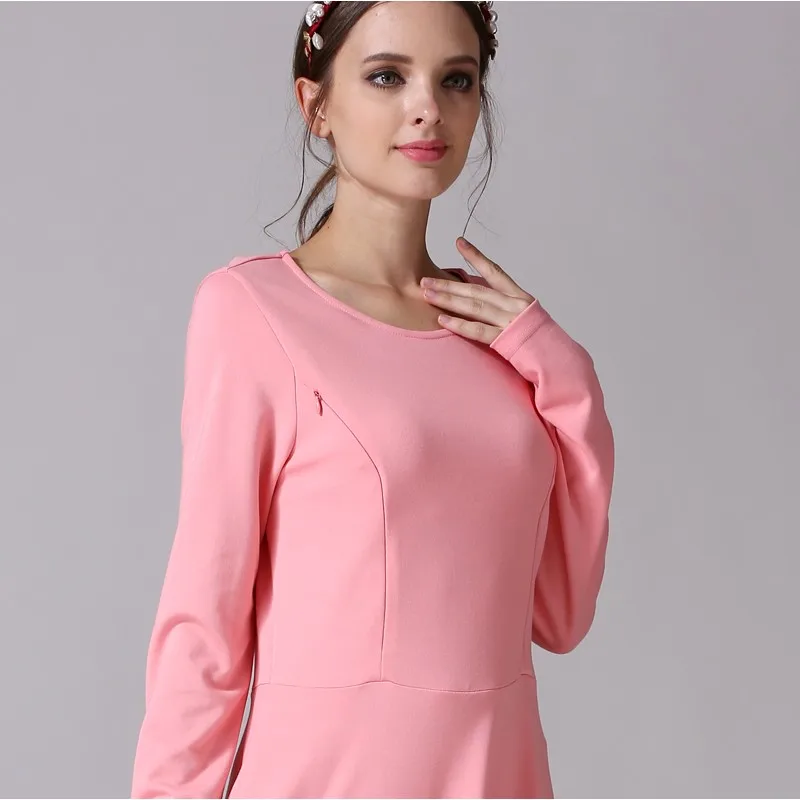 Spring Autumn Long Sleeve Maternity Dress Nursing Clothing Patchwork Breastfeeding Clothes Maternity Dress For Pregnant Women