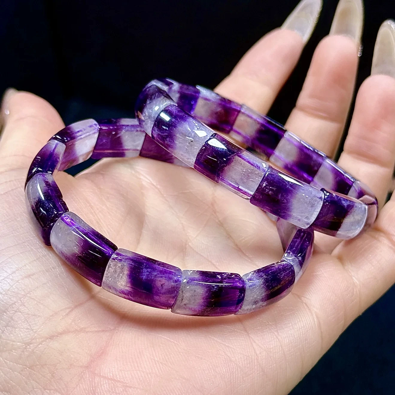 

Natural Purple Fluorite Beads Bracelet 16x12mm Clear Rectangle Beads Crystal Watermelon Fluorite Jewelry Women Men AAAAA