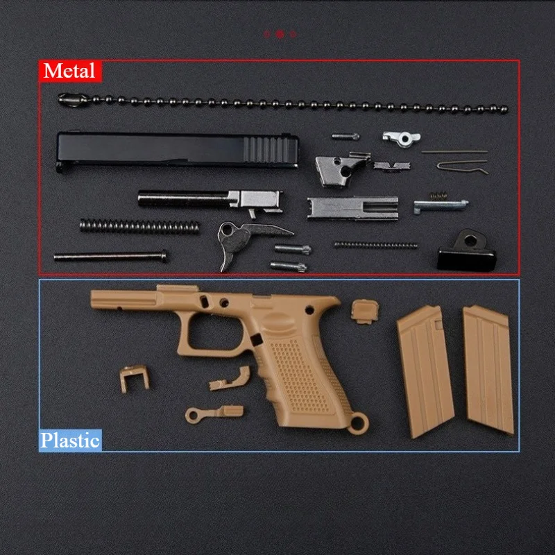2025 New 1:3.5 Gun G17 Model Semi-alloy Keychain Gift Toy Hanging Decoration Crafts Figurines & Miniatures Factory Direct Sales