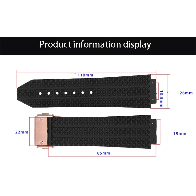 حزام ساعة من المطاط السيليكوني لساعة Hublot BIG BANG باللون الأسود والأزرق للرجال أداة مقاومة للماء وسوار مقاوم للعرق 26-19 مللي متر