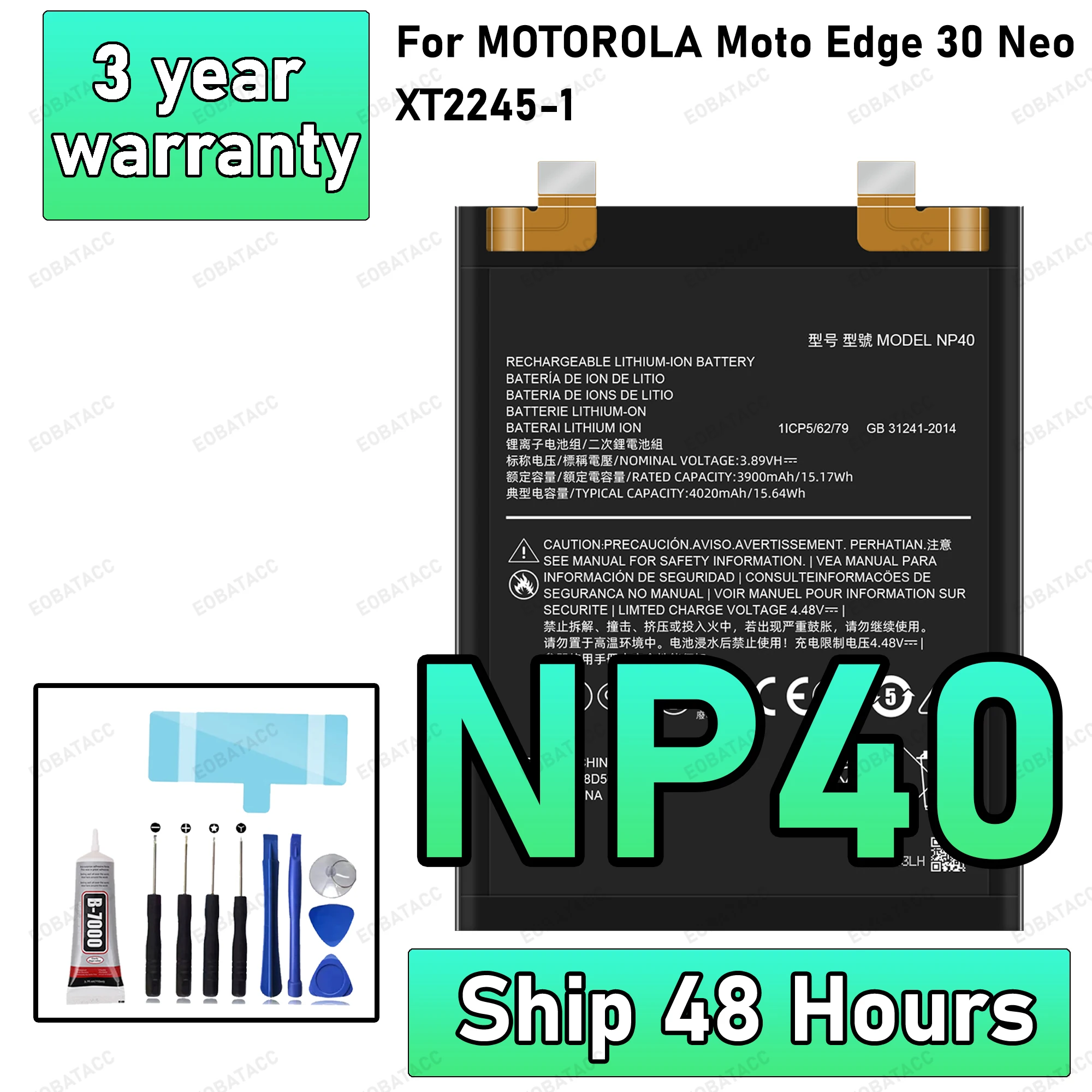 

New High Quality NP40 Battery For MOTOROLA MOTO EDGE 30 Neo/edge 30 neo/XT2245-1 Replacement Battery Bateria+Free Tools