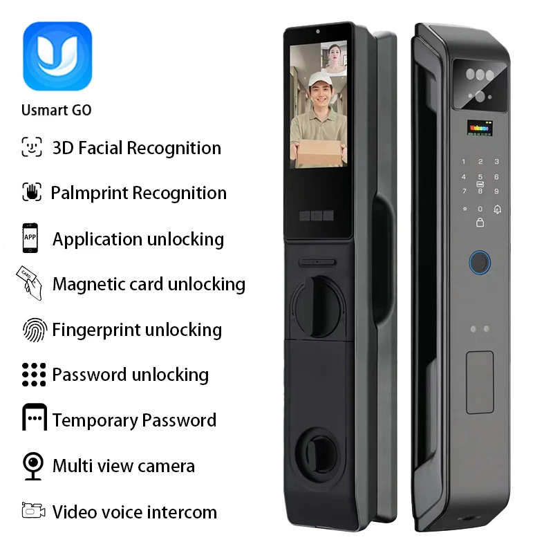 Smart Lock Palmprint 3D Face Recognition Fully Automatic WIFI Fingerprint APP Biometric Card Key Digital Lock