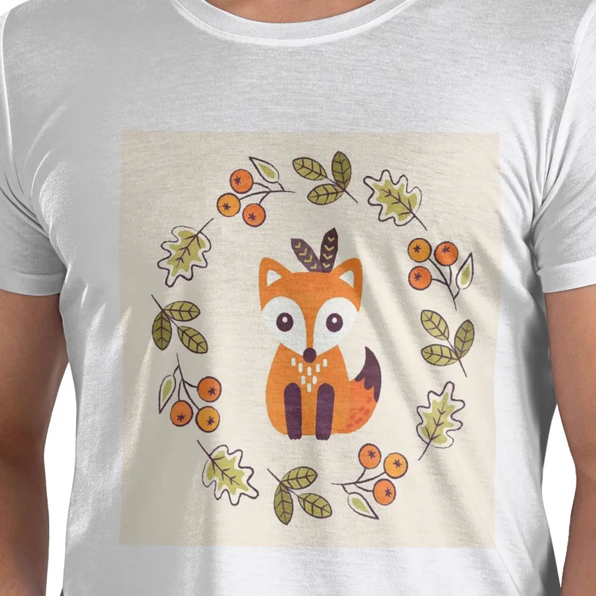 

Футболка Little Fox с осенними ягодами, футболка из 100% хлопка, мужские модные футболки, мужские футболки с круглым вырезом и коротким рукавом, S-6XL