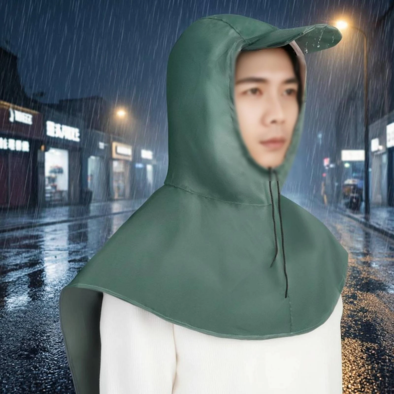 Waterproof Hooded Poncho Wear-Resistant Hooded Rain Poncho Windproof Rain Cover Thickened Outerwear Lightweight for Farm Workers
