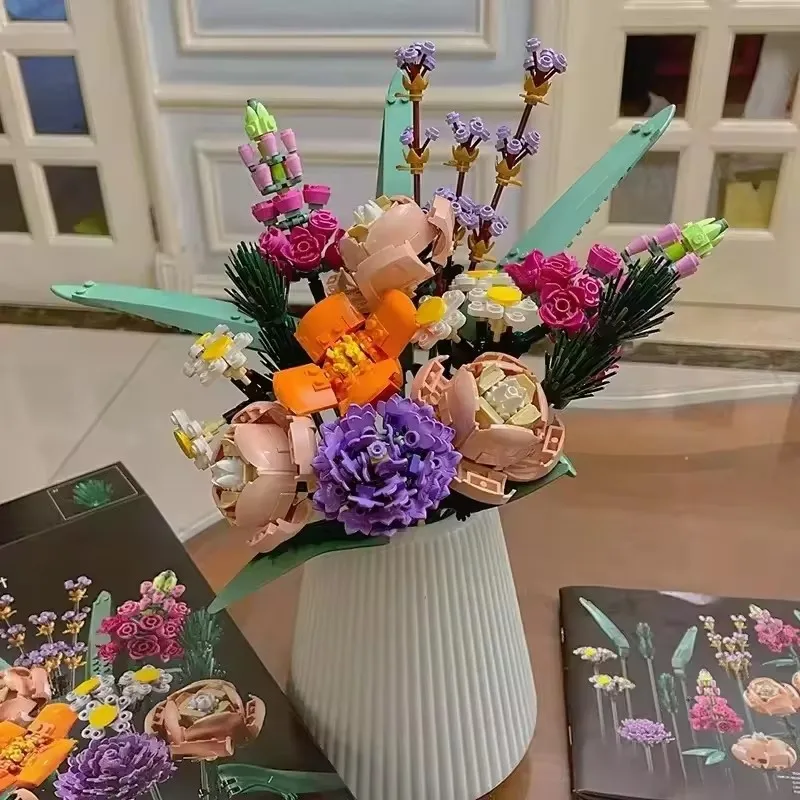 2025 New Creative Lcon Bouquet Artificial Flower Orchid Potted Plant 10280 Building Block Model Brick MOC Girl Toy DIY Mom Gifts