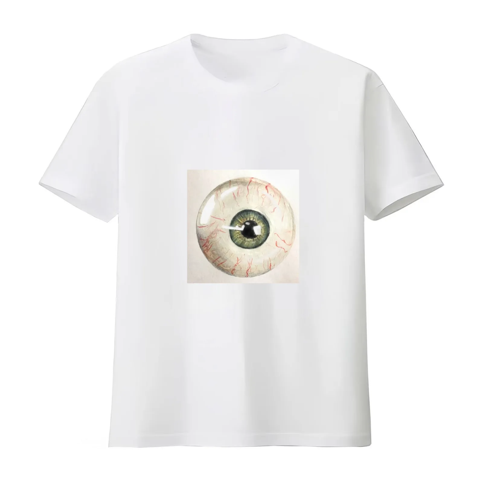 Eyeball drawing T-Shirt Summer Casual Cotton Tee Oversized Streetwear Tops Vintage Graphic Print Loose Fit Short Sleeve