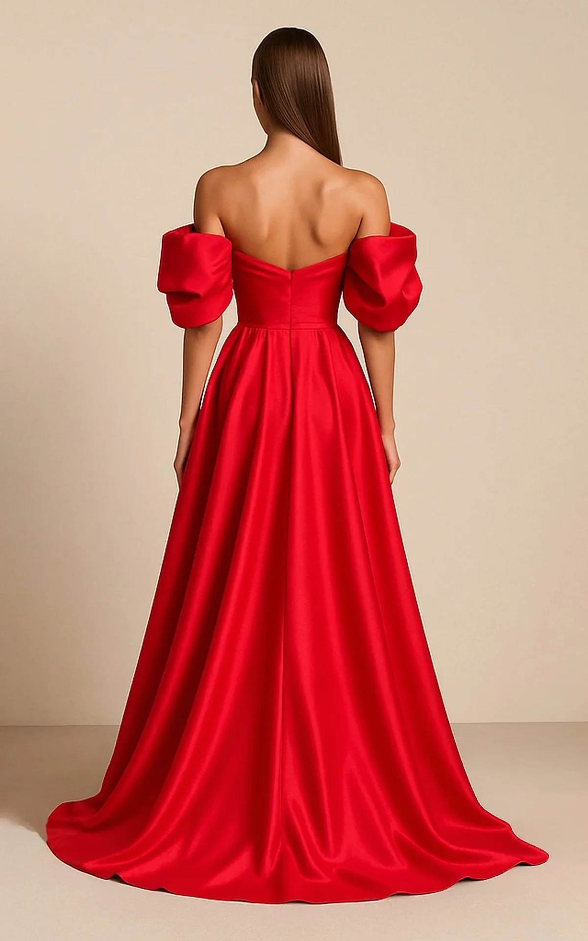 Women Red Satin Evening Dress Off Shoulder Sweetheart Draped A-Line High Slit Long Formal Gown Wedding Guest Prom Dresses
