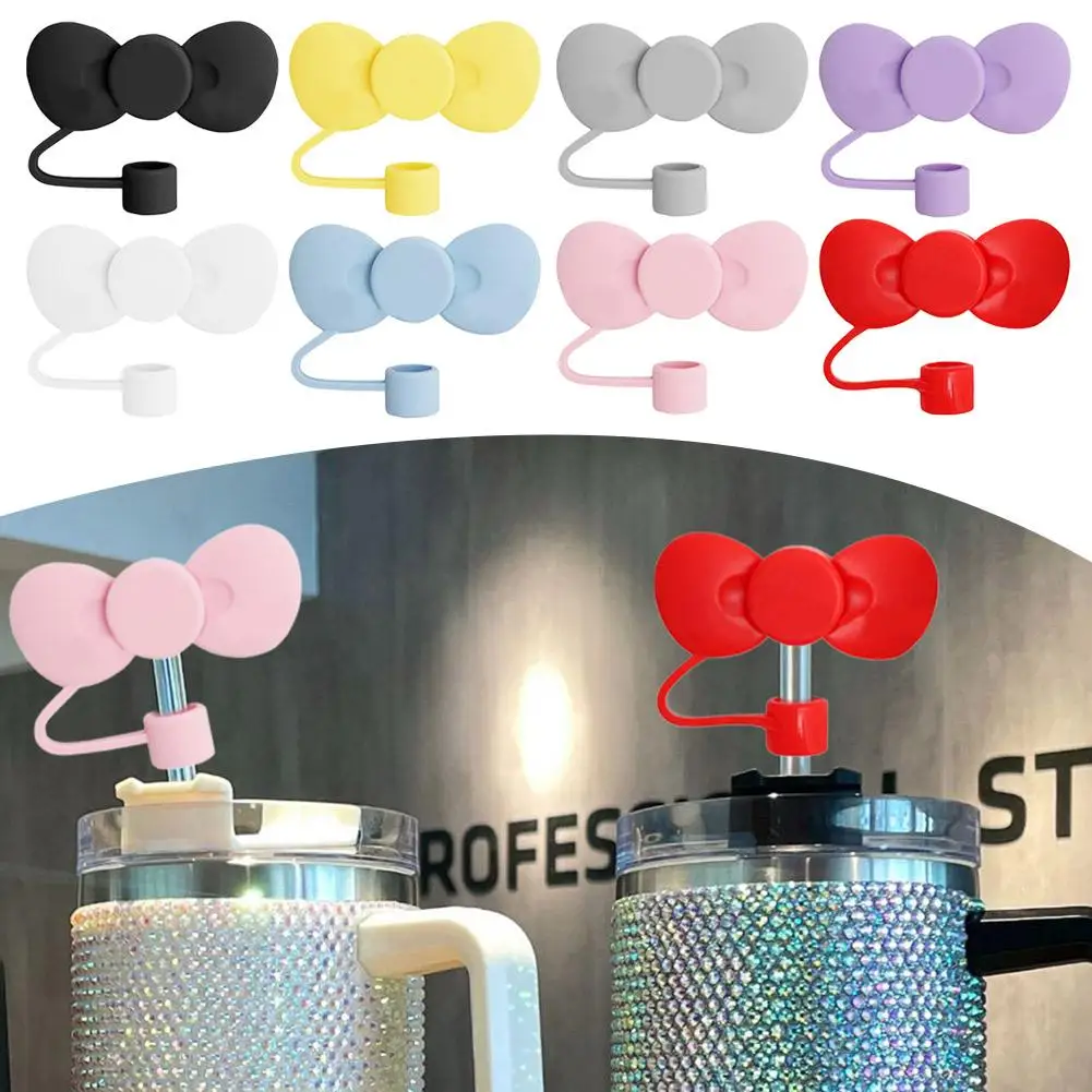 Lovely Bow Straw Covers Cap Toppers For Stanley 30&40 OZ Tumbler Cup Reusable Cute Silicone Straw Tips Lids Protect