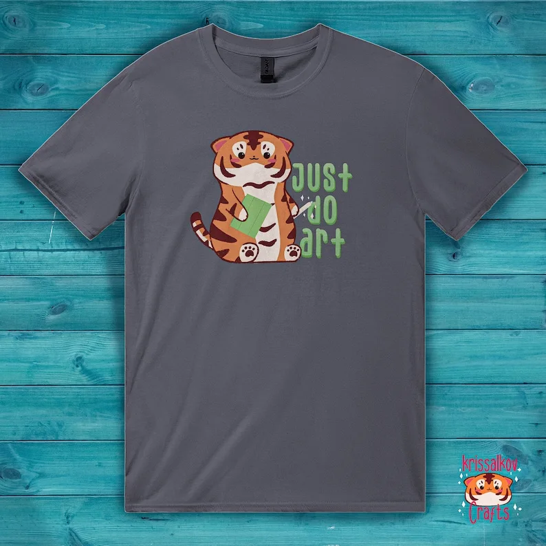 T-shirt Unisex 100% Cotton| Graphic Tee Shirt| Tiger tshirt|Cute art| Gift for nerd| Art tshirt| Hand drawn illustration