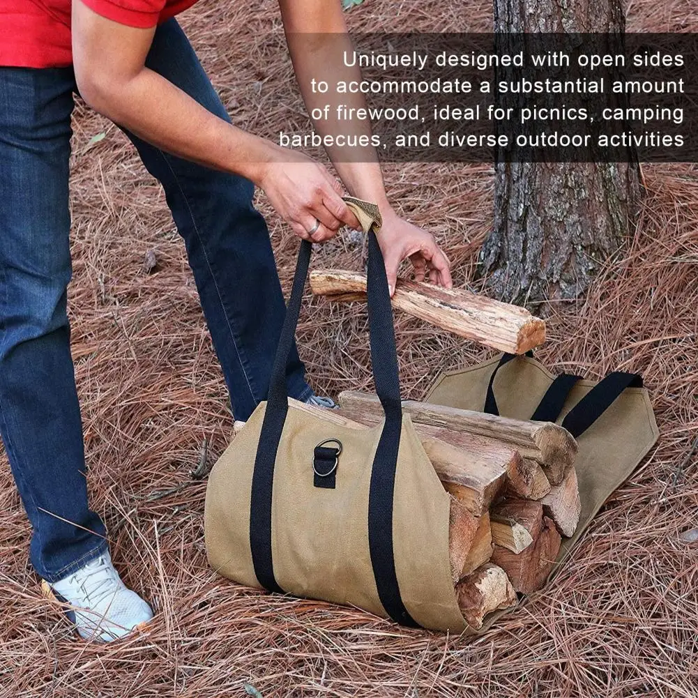 Easy-to-carry Firewood Holder Capacity Firewood Tote Durable Firewood Storage Bag with Handle Scratch-proof for Strong for Home