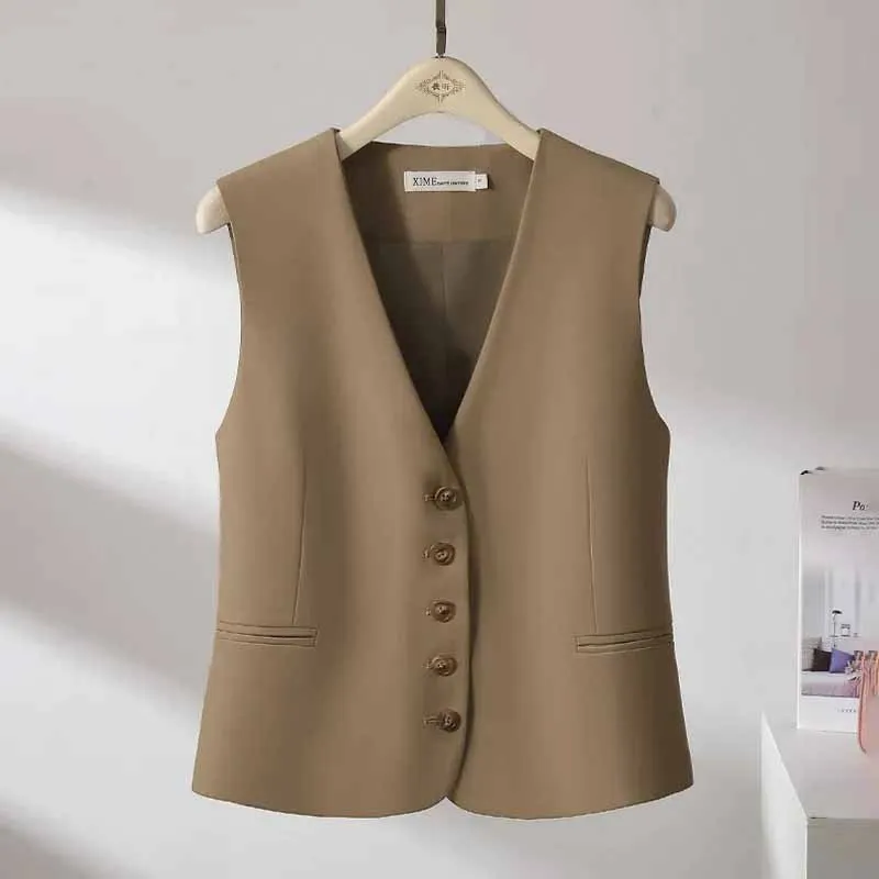 Spring And Autumn New Female Fashion Suit Vest Jacket Women Korean Short Solid Color Fashion Horse Clip Suit Vest Coat