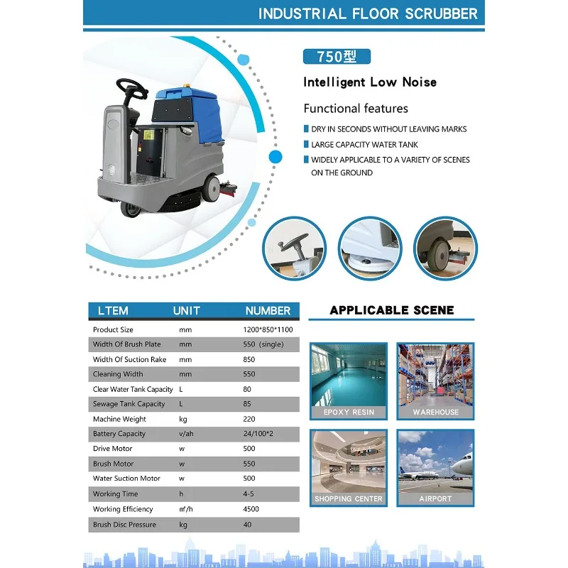 Industrial Ride on Floor Scrubber 22 Gallon Automatic Scrubber Dryer Machine for Warehouse Concrete Cleaning 32 Inch Brush