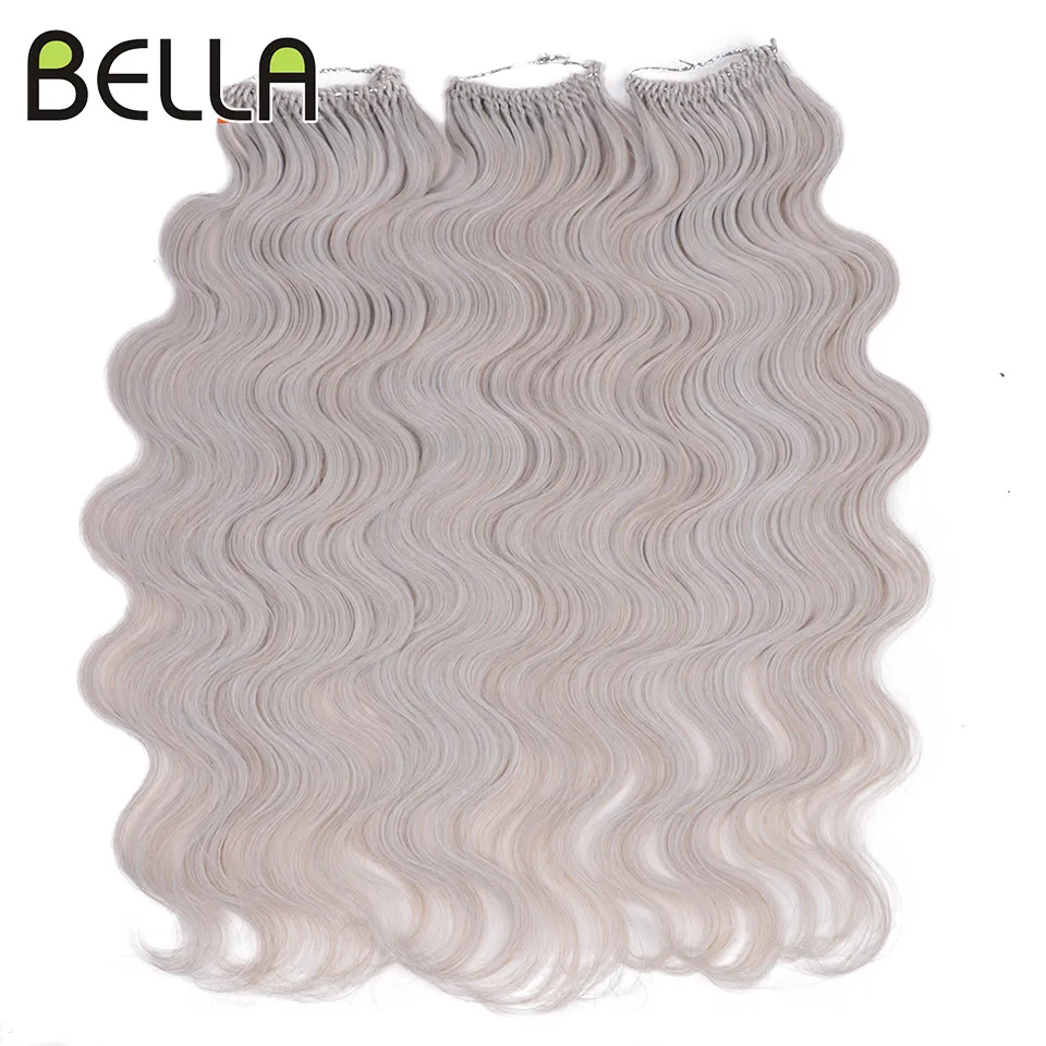 Bella 24 Inch Body Wave Crochet Hair Synthetic Goddess Crochet Braids Hair Natural Wavy Ombre Blonde Braiding Hair Extensions