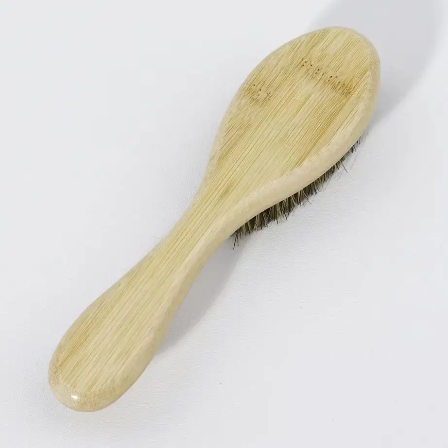 قطعة واحدة من فرشاة تشذيب اللحية البيضاوية المصنوعة من الخيزران والخشب، فرشاة تنظيف اللحية والشعر بشعيرات، خاصة للشعر المستعار الحقيقي