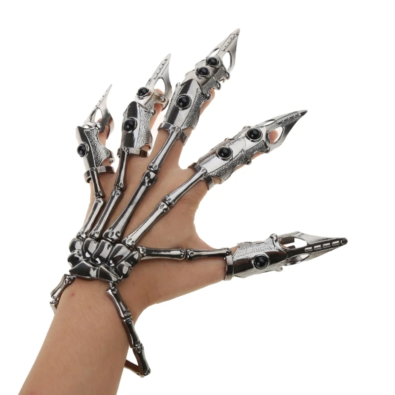 Black Metal Finger Claw Unique Skeleton Full Finger Rings Punk Rock Accessory Gift for Tech Enthusiasts and