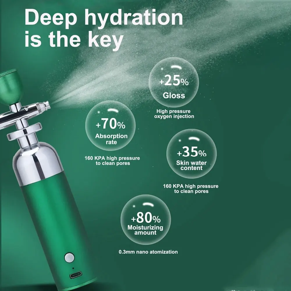 جهاز أوكسجين بخاخ ضباب نانو عدة رذاذ للأظافر وشم الأظافر أداة بندقية تزيين فن التجميل