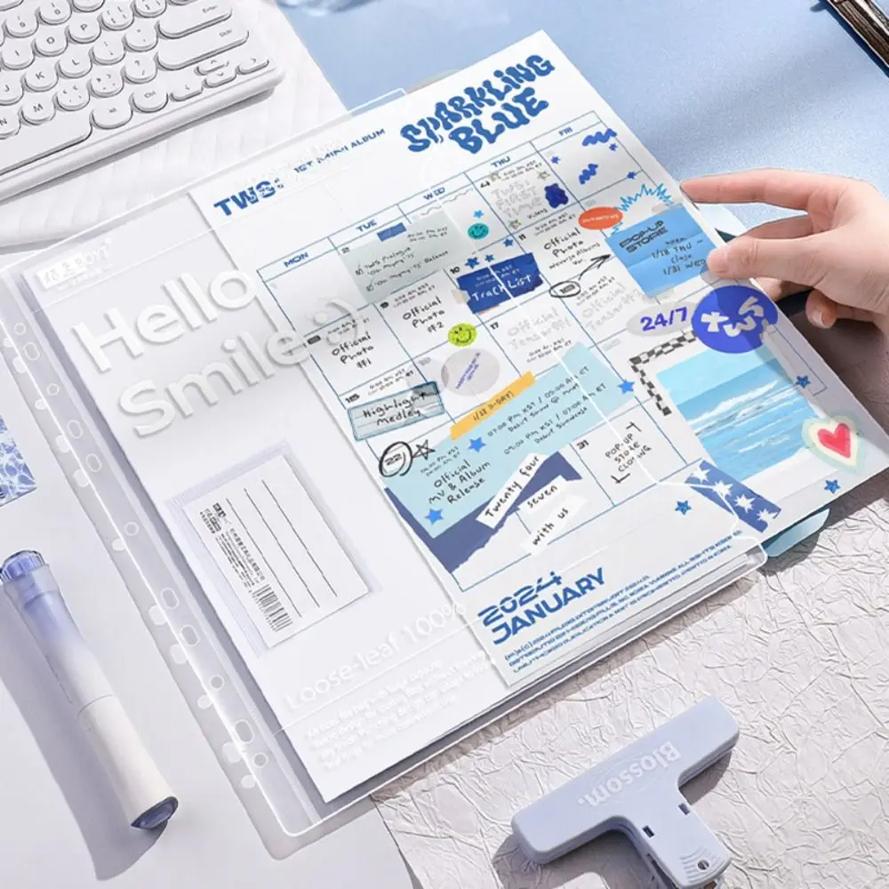 Simple Loose Leaf A4 File Folder Transparent Detachable Exam Paper Storage Bag Students Stationery File Bag Students