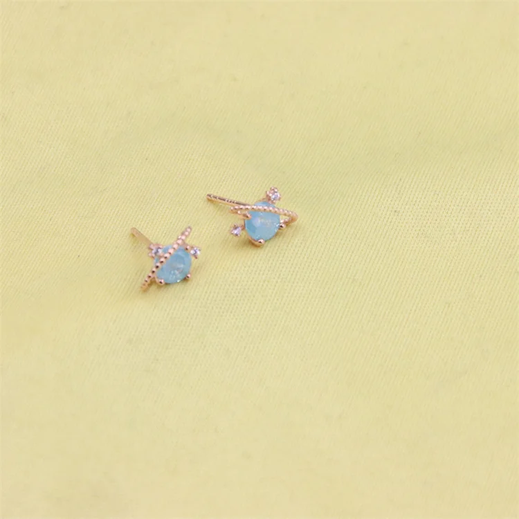 ZFSILVER Love Sterling s925 Silver Asymmetric Blue CZ Space Planet Star Earring For Women Charm Accessories Wedding Jewelry Gift