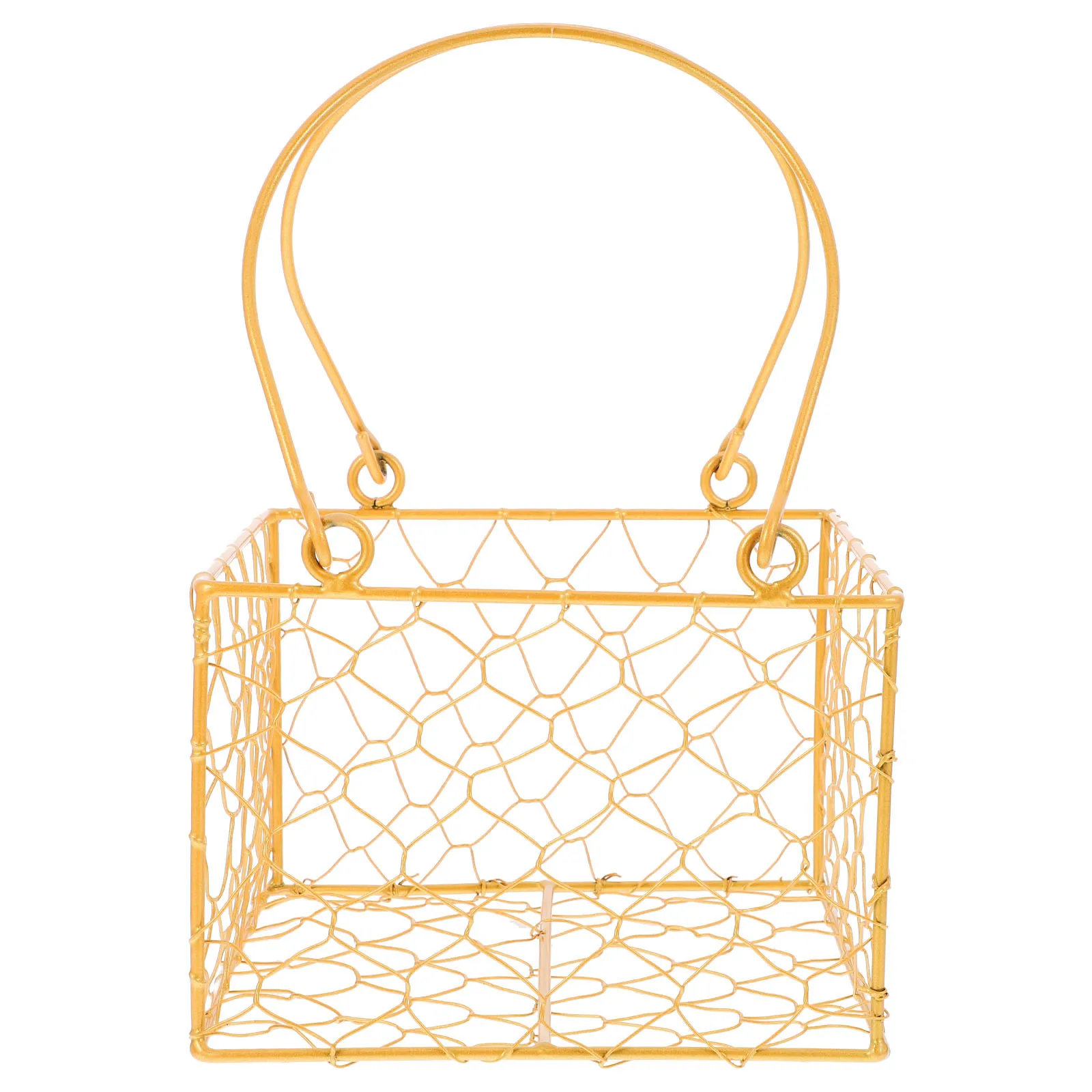 سلال سلة بمقابض زهرة زفاف أنيقة لحفلات الزفاف المعدنية