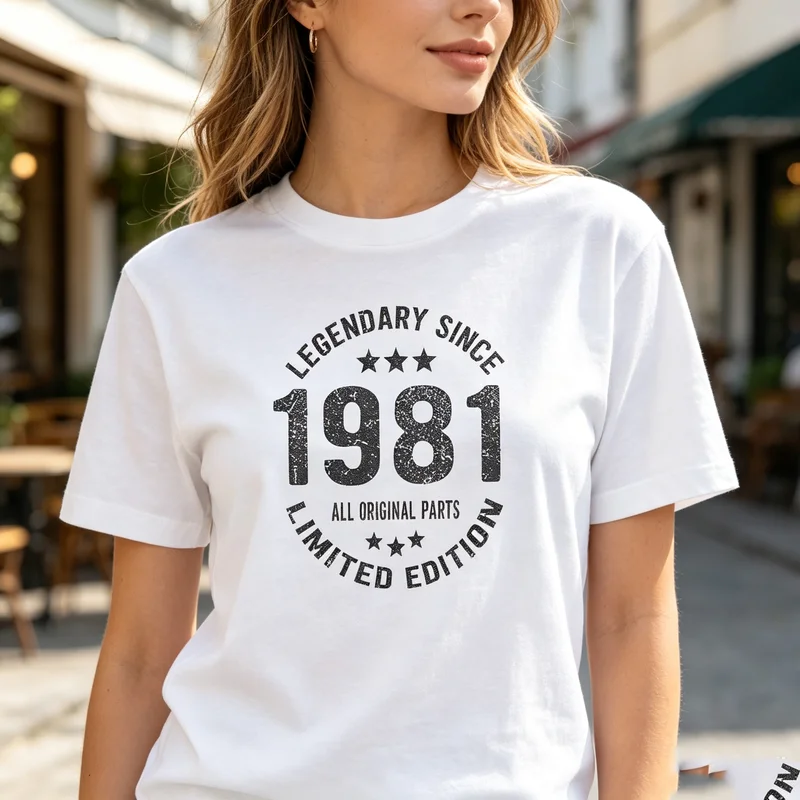 Legendary Since 1981 All Original Parts Graphic T Shirt Vintage Birthday Gift Retro Born In 1981 Casual Cotton Tee For Men Women