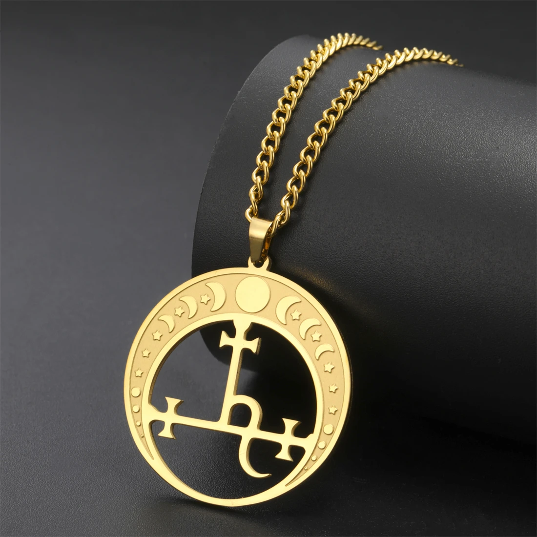 EUEAVAN ليليث شيطان ختم قلادة الفولاذ المقاوم للصدأ خمر الشيطان سليمان رمز قلادة المختنق تميمة المجوهرات هدية بالجملة