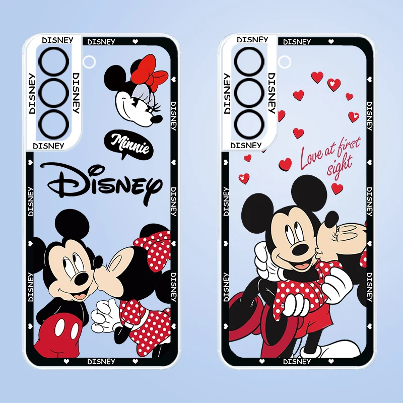 

Mouse Disney Love Mickey Transparent Phone Case For Samsung S23 S22 Ultra S21 S20 FE S10 Note10 Plus 5G Angel Eyes Cover