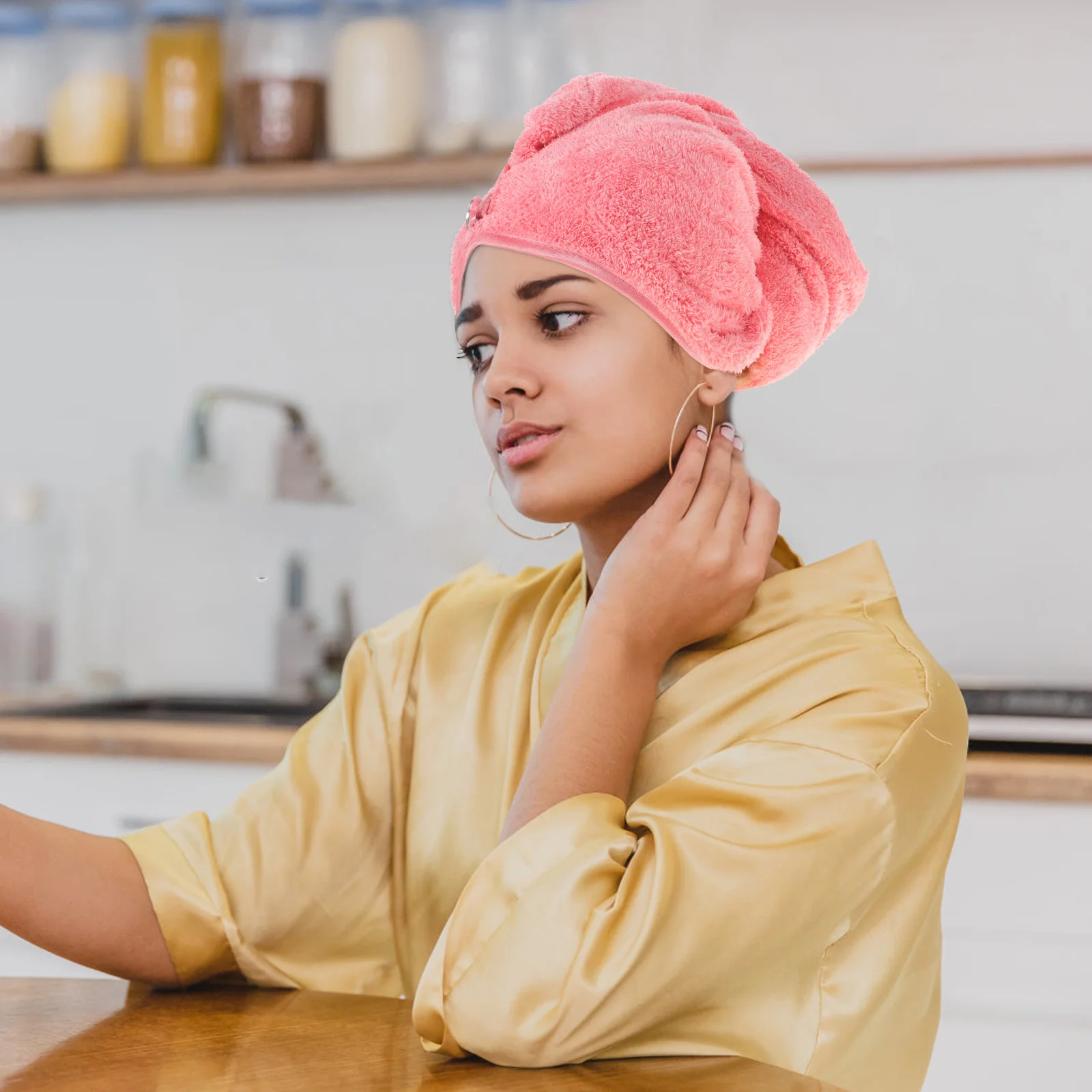 

1Pcs Hair Drying Towel Thickened Microfiber Water Absorption Dry Hair Wrap Shower Cap Salon Bathroom Shower Cap