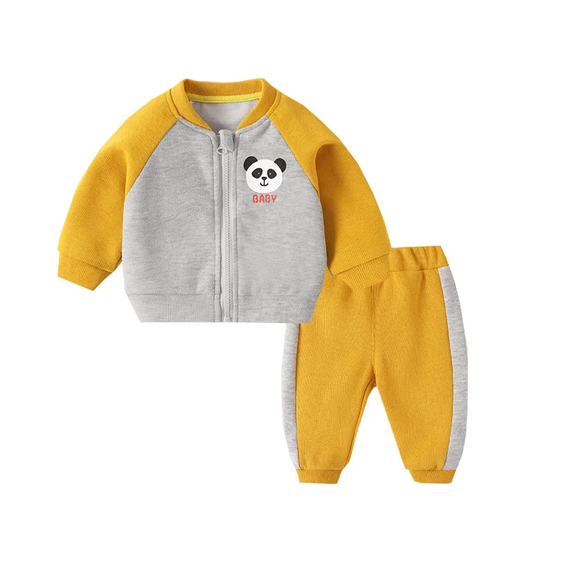 Autumn Infant Girl 2 Piece Clothes Set Cotton 1-3Y Cartoon Raglan Long Sleeve Jacket Striped Sweatpant Toddler Baby Boys Outfits