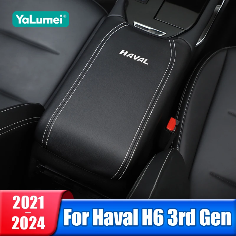 Car Center Console Armrest Box Cover For Haval H6 3rd Gen 2021 2022 2023 2024 PHEV Microfiber Leather Case Accessories